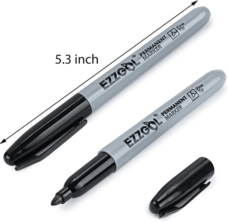 Ezzgol Permanent Markers Bulk, 150 Pack Fine Tip Black Permanent Markers, Waterproof Markers, Premium Smear Proof Pens, Quick Drying, Office Supplies for School, Office, Home - Image 2
